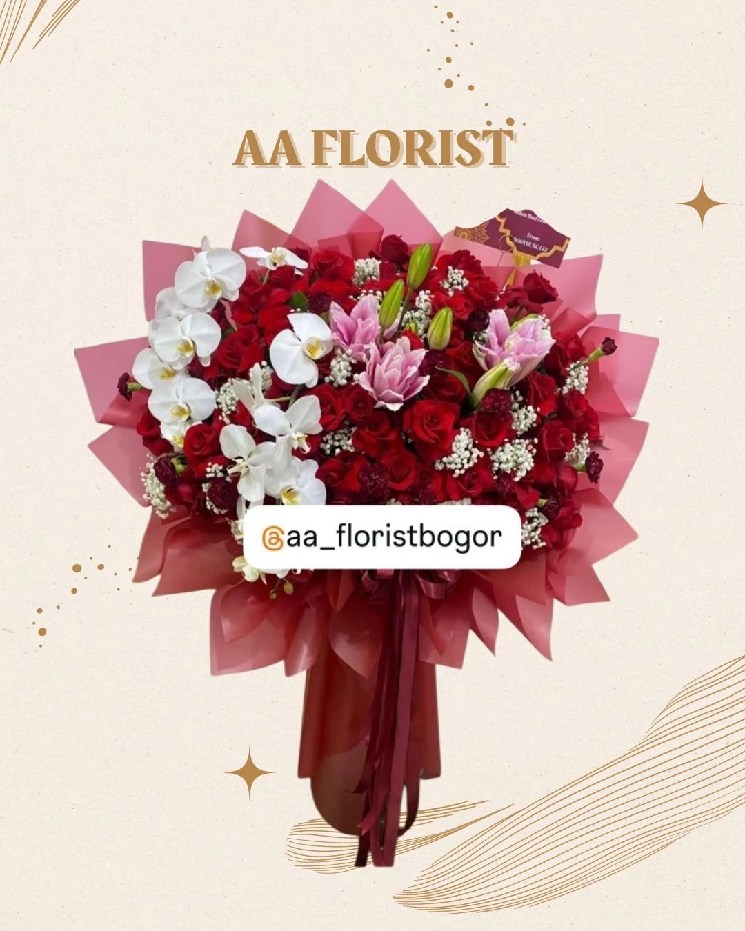 Rangkaian bunga merah putih AA Florist untuk Sumpah Pemuda