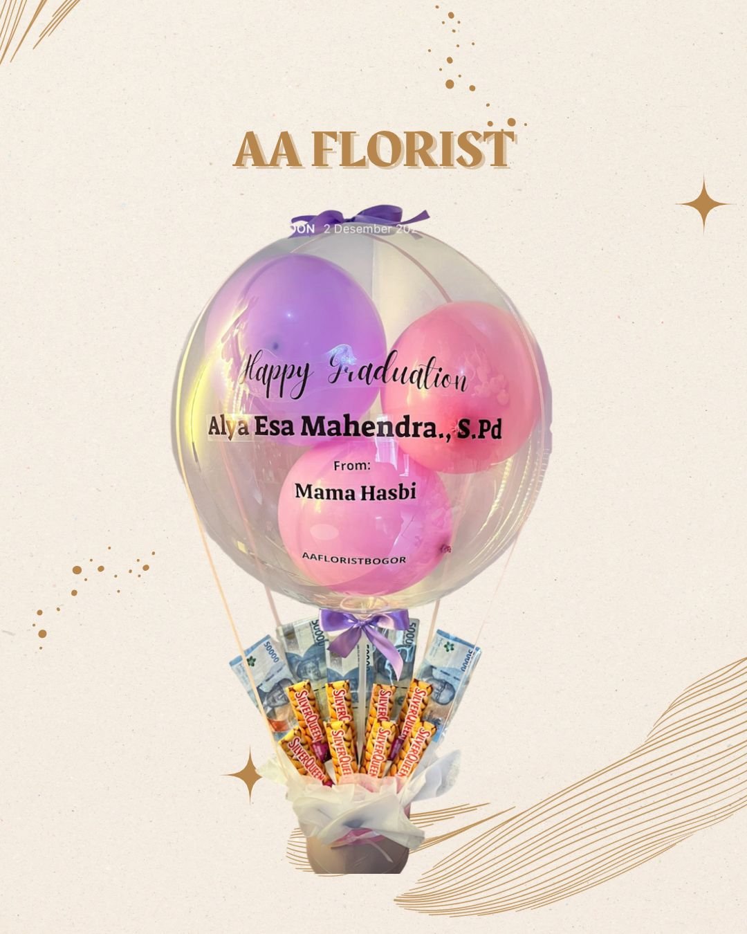 Custom Bloom Balon Uang Dan Coklat