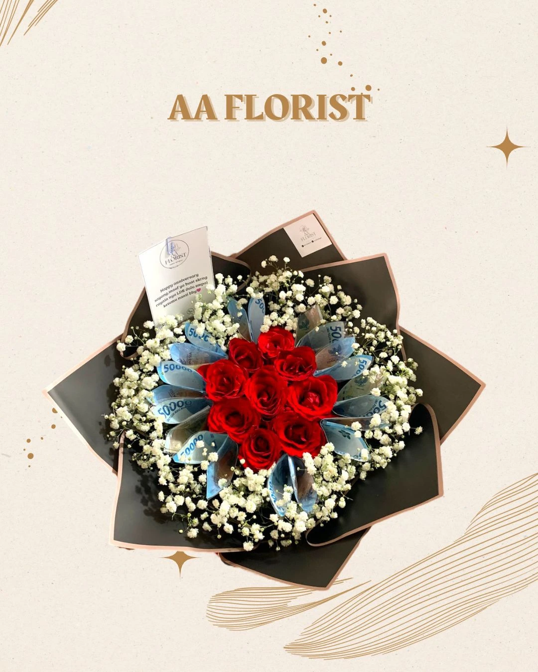 Money Bouquet Mix Fresh Flower 10