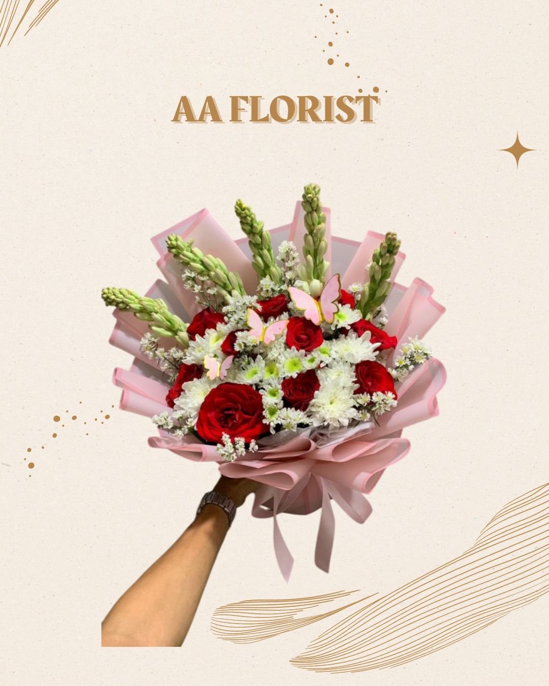 Buket Sedap Malam Mix Mawar