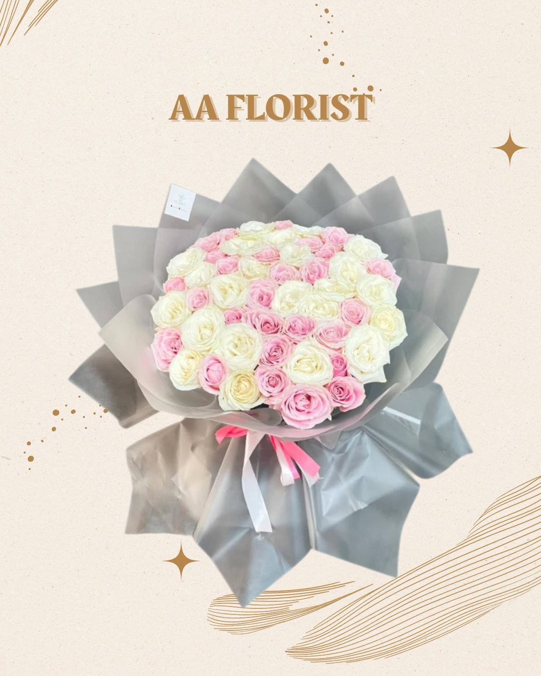 Buket roses pink and white