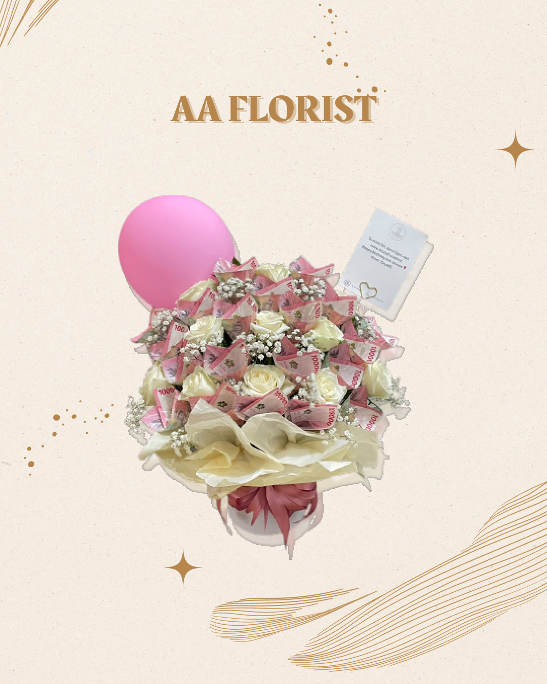 Elegant Pink & White Money Bloom Box