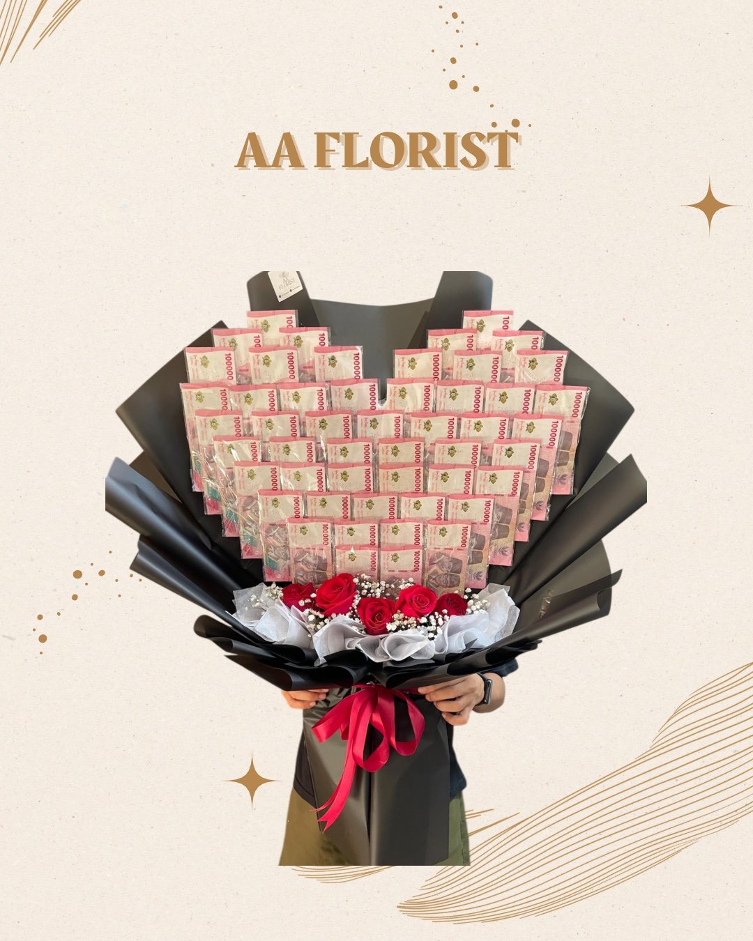 Midnight Luxe Money Bouquet – 50 Lembar Edition